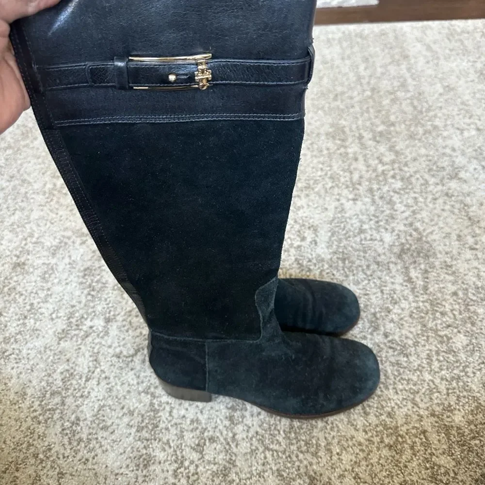 Tory Burch Jenna Black 40mm Suede Riding Boot 7
